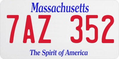 MA license plate 7AZ352