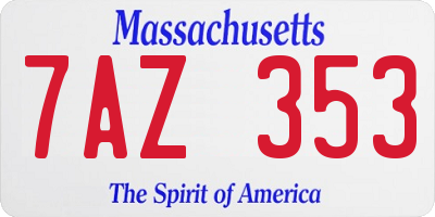 MA license plate 7AZ353