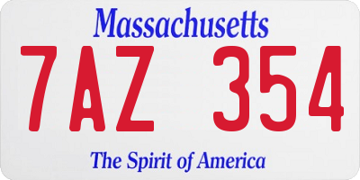 MA license plate 7AZ354