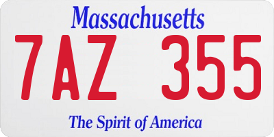 MA license plate 7AZ355