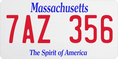 MA license plate 7AZ356