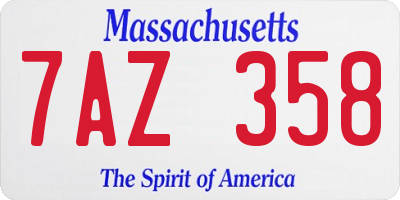 MA license plate 7AZ358
