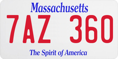 MA license plate 7AZ360