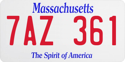 MA license plate 7AZ361