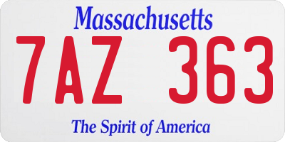 MA license plate 7AZ363