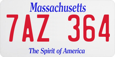 MA license plate 7AZ364