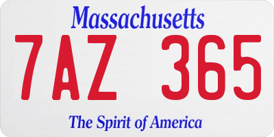 MA license plate 7AZ365