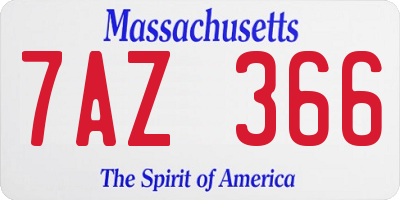 MA license plate 7AZ366