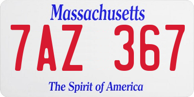 MA license plate 7AZ367