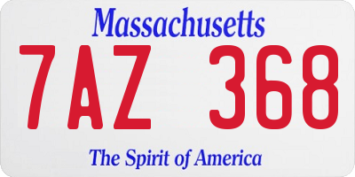MA license plate 7AZ368