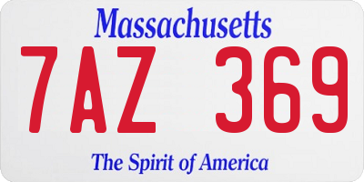 MA license plate 7AZ369