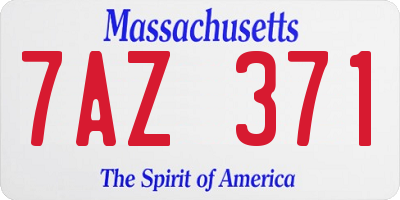 MA license plate 7AZ371