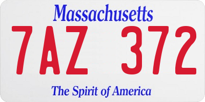 MA license plate 7AZ372