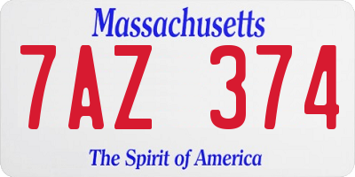 MA license plate 7AZ374