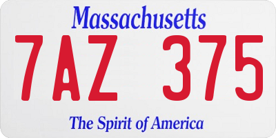 MA license plate 7AZ375