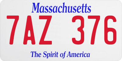 MA license plate 7AZ376