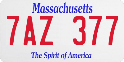MA license plate 7AZ377