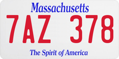 MA license plate 7AZ378