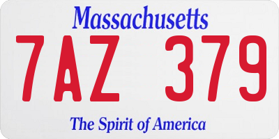 MA license plate 7AZ379