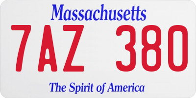 MA license plate 7AZ380