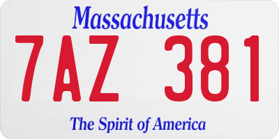 MA license plate 7AZ381