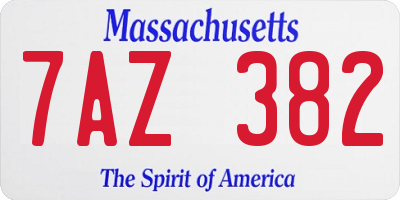 MA license plate 7AZ382