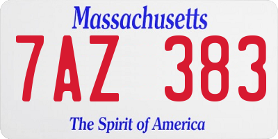 MA license plate 7AZ383