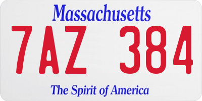 MA license plate 7AZ384
