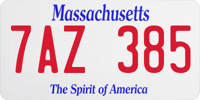 MA license plate 7AZ385
