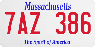 MA license plate 7AZ386