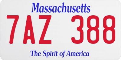 MA license plate 7AZ388