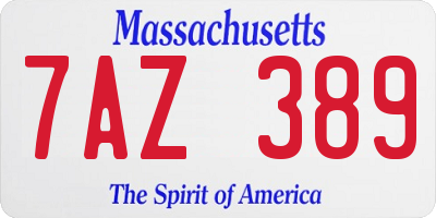 MA license plate 7AZ389