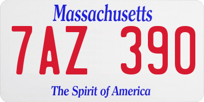 MA license plate 7AZ390