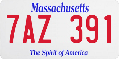 MA license plate 7AZ391