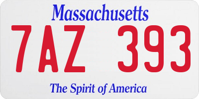 MA license plate 7AZ393