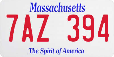 MA license plate 7AZ394