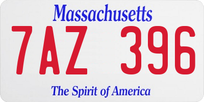 MA license plate 7AZ396