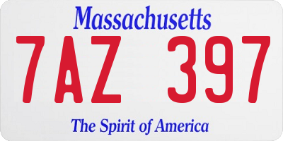 MA license plate 7AZ397