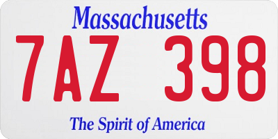 MA license plate 7AZ398