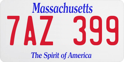 MA license plate 7AZ399