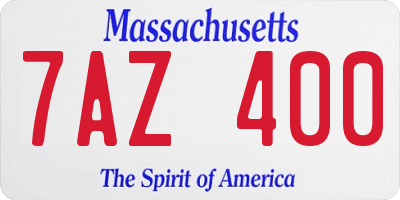 MA license plate 7AZ400