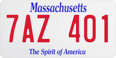 MA license plate 7AZ401