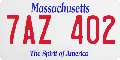 MA license plate 7AZ402