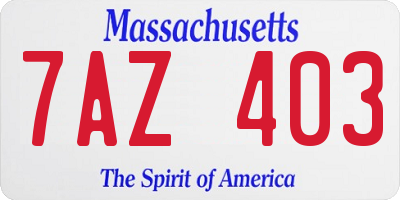 MA license plate 7AZ403