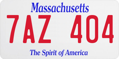 MA license plate 7AZ404
