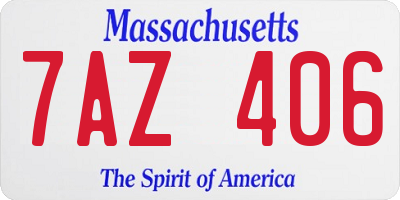 MA license plate 7AZ406