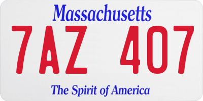 MA license plate 7AZ407