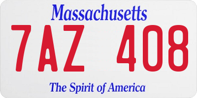 MA license plate 7AZ408