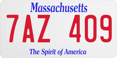 MA license plate 7AZ409