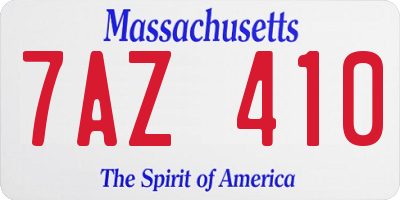 MA license plate 7AZ410